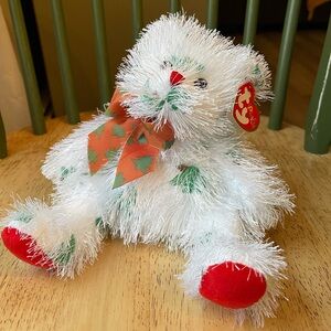 Festive White and Red Ty Beanie Baby— Punkies, Lil Santa Claws